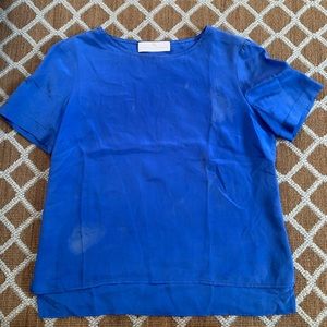 Bright blue silk top